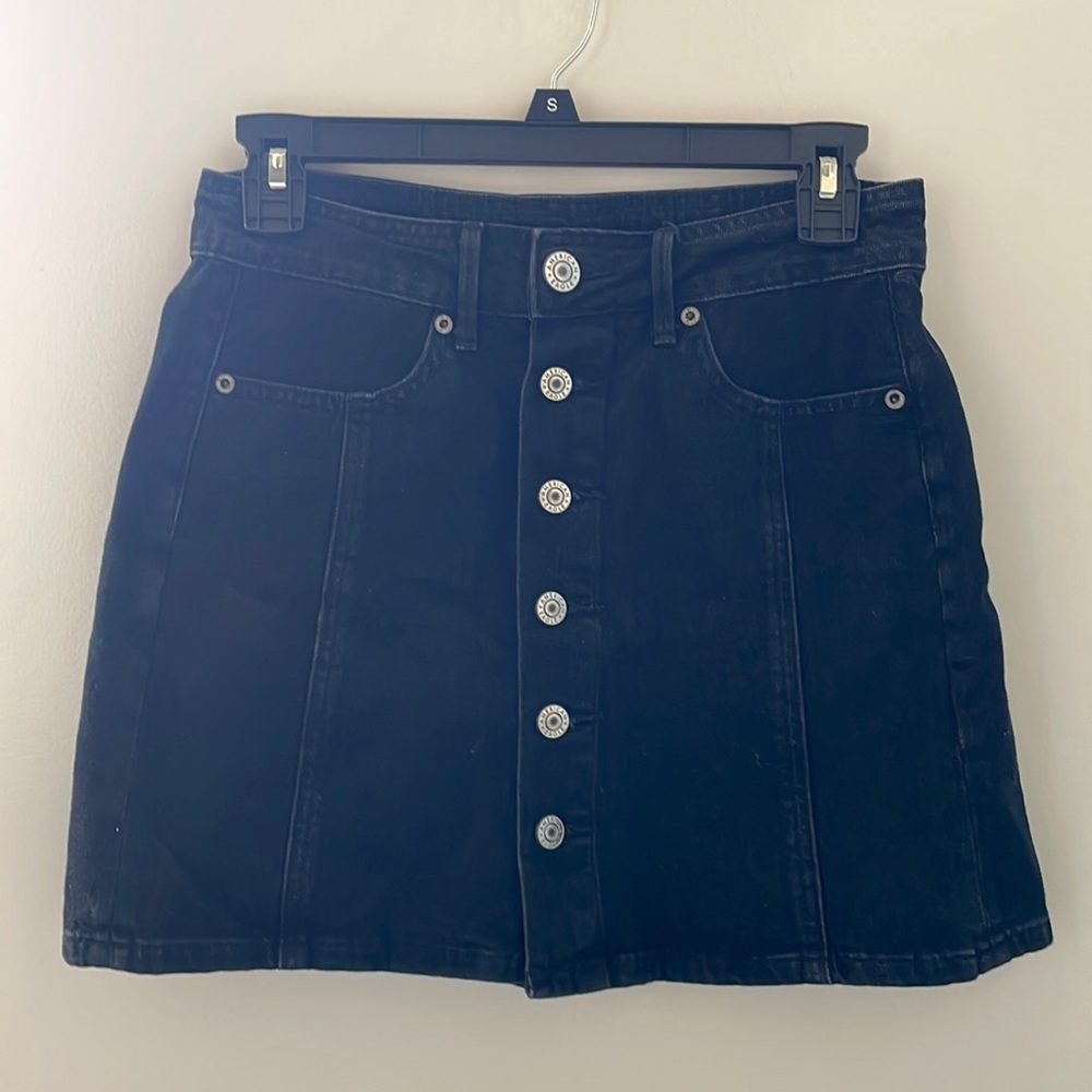 Black Denim Button Up Skirt